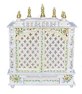 Wooden Temple Large Size mandir/god Stand for/Pooja Stand/mandap/mandapam/Pooja mandir with Doors (Large 24x12x30 WxDxH INCH, White)
