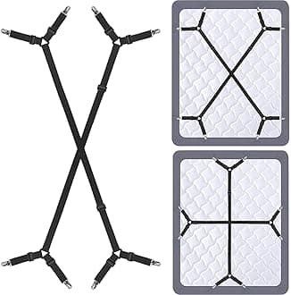 Bed Sheet Holder Straps - Adjustable Bed Sheet Clips Fasteners Keep Sheets Stays in Place,2Pcs/Set Black