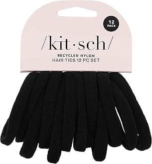 Nylon Hair Ties No Damage - Stretchable Hair Bands for Strong All-Day Hold, Ponytail Holders | Hair Accessories for Girls | Ideal Gifts for Women - Black, 12 Pcs