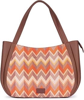 ZOUK Jute Handcrafted Vegan Leather Women's Shoulder Luna Handbags