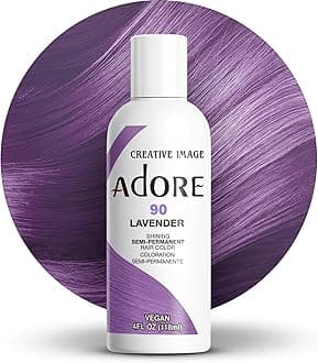 Adore Semi Permanent Hair Color (090 Lavender) | Vegan & Cruelty-Free Purple Hair Dye | No Ammonia, No Peroxide, No Alcohol | 4 Fl Oz