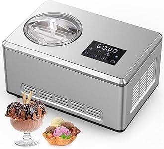 COWSAR 2.1 Quart Ice Cream Maker Machine with Built-in Compressor, No Pre-freezing, LED Digital Display, Frozen Yogurt, Keep-cooling and Timer, Stainless Steel