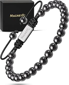 MagnetRX® Magnetic Hematite Bracelet – MAX Strength Magnetic Stones – Beaded Magnetic Bracelets for Men and Women (Classic 6mm Bead)