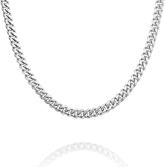 Italian Solid 925 Sterling Silver, 22K Gold Plated Chain Necklaces | Snake, Square Box, Cable, Super Flex Curb, Miami Cuban and Rope Diamond-Cut Herringbone Necklace for Women and Men | MADE IN