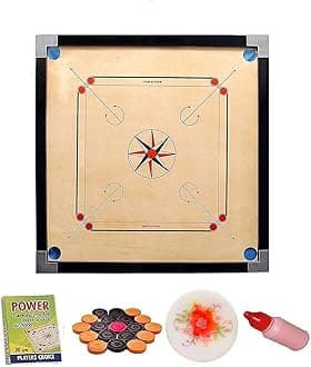 WRF Superior Matte Finish Practice Carrom Board for Serious Professional Practice with Coins Striker and Powder Black New (32 Inch WR-3)