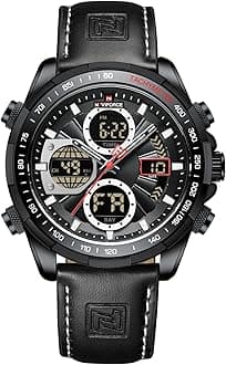 NAVIFORCE Men's Military Digital Watches Analog Quartz Waterproof Watch Sport Multifunctional Leather Wristwatch
