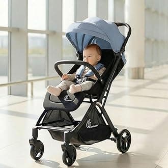 Street Smart Ace Auto Fold Stylish Newborn Baby Stroller| Aluminum Frame Pram with One Click Fold |Travel Friendly Cabin Trolley Stroller for 0-3 Years Kids||(Blue Black)