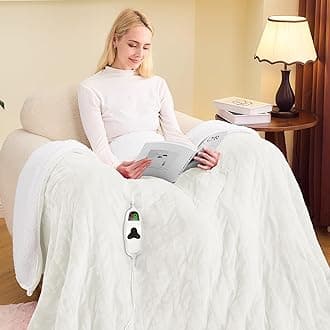 greenoak Heated Blanket Electric Twin 62"X84", Heating Blankets with 10 Levels 8 Hours Auto-Off Overheat Protection, Soft Flannel Sherpa Fluffy House Warming GIF, ETL Certified Pure White
