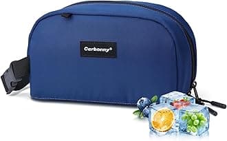 Cerbonny Reusable Lunch Bag, Freezable Insulated Cooler Bag, Leak-Proof, Portable, Navy Blue, 2.5L, 5x9x4 inches
