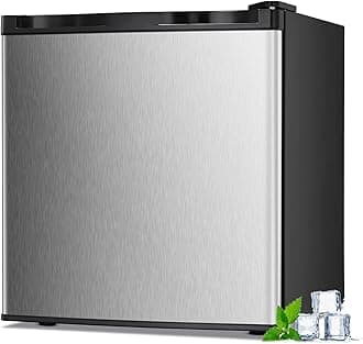 1.1 Cu.ft Small Upright Freezer, Compact Mini Freezer with Removable Shelves, Adjustable Thermostat, Reversible Door Hinge, Quiet for Home/Office/Kitchen/Dorm, Silver