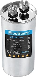 [UL Certified] BlueStars 30 uF MFD ± 5% 370 VAC or 440 Volt 50/60 Hz Multi-Purpose Motor Run Round Capacitor - Compatible for Air Conditioner or Heat Pump Condenser