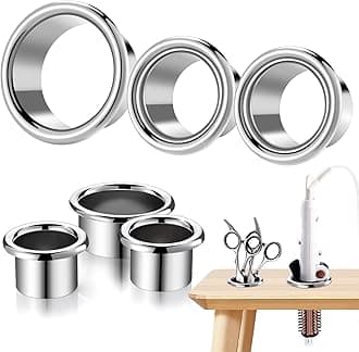 MorningRo 3 Pcs Hair Dryer Holder Insert Curling Iron Holder Stainless Steel Salon Station Appliance Hair Styling Tool Tube Comb Organizer for Hairdresser Bathroom(Sliver,3"+2"+2")