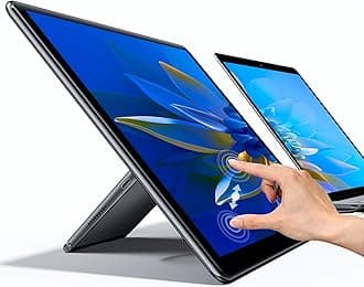 Y Portable Monitor Freestanding Touchscreen, 15.6''FHD 1080P IPS Screen with Adjust Stand, 2000:1 Contrast Ratio, 100% sRGB w/Standard HDMI/USB 3.0/Type C, Built-in Speaker/Ambient Light