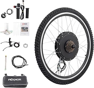 PEXMOR Electric Bike Conversion Kit, 48V 1000W 26" Rear Wheel E-Bike Hub Motor Kit, Upgrade 3 Mode Controller w/PAS/Twist Throttle with Battery Indicator Ebike Bicycle Wheel Kit