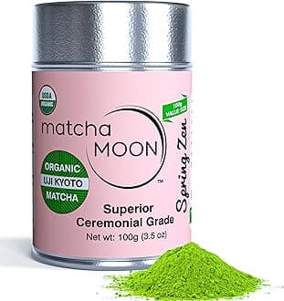 Matcha Moon Spring Zen Superior Ceremonial Grade Matcha Green Tea Powder | Traditional Organic Japanese Matcha Powder from Uji Kyoto | Ideal for Daily Tea Rituals, Lattes & Mindful Wellness - 100g Tin