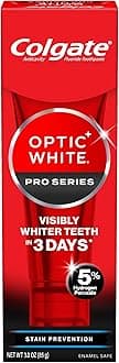 Colgate Optic White Pro Series Whitening Toothpaste with 5% Hydrogen Peroxide, Stain Prevention, 3 Oz Tube