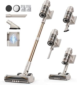 Cordless Vacuum Cleaner,80Mins/50kpa Vacuum Cleaners for Home,Stick Vacuums with Self-Standing,Touch Screen,LED Headlights, Anti-tangle,Rechargeable,Lightweight,for Carpet,Hard Floor, Pet Hair(P7 Pro)