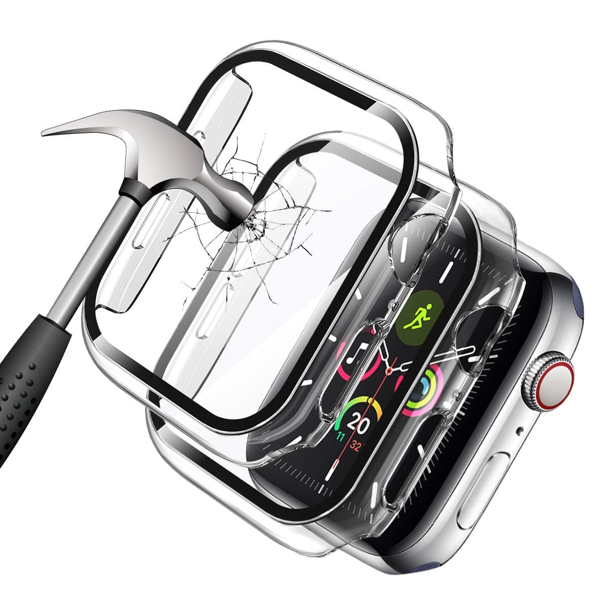 [2 Pack] Screen Protector Compatible for Apple Watch Series 3/2/1 38mm, YMHML Clear Case with Tempered Glass Screen Protector, Full Protection Bubble-Free Cover for iWatch 38mm Series3/2/1