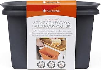 Full Circle Scrap Happy, Food Scrap Collector and Freezer Compost Bin - Hanging Kitchen Countertop Bin for Fruit and Vegetable Waste, Fits in Freezers, Slate