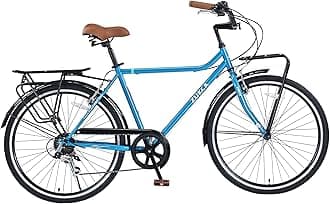 Vintage Style 26 Inch Adult Cruiser Bicycle Hybrid Bike 7 Speeds Commuter Bike for Women, Men, Seniors, SHMANO Shifter and derailleur Step-Over Steel Frame,Double Cargo Rack，4 Colors