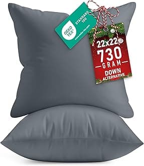 Utopia Bedding Throw Pillows Insert (Pack of 2, Grey) - 22 x 22 Inches Bed and Couch Pillows - Indoor Decorative Pillows (UB2651)