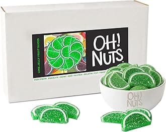 Oh! Nuts Lime Jelly Fruit Slices Sugar Candy - 5 LB Bulk Bag - Traditional Old Fashioned Chewy Gummy Sweet Confectionery - Gluten-Free, Kosher Certified Pareve (150 CT)