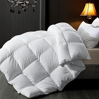 ELNIDO QUEEN® Feather Comforter California King Size, Filled with Feather and Downfiber - White Duvet Insert, All Season Luxurious Hotel Fluffy Bed Comforter with Cotton Cover, Cal King 104x96 Inch