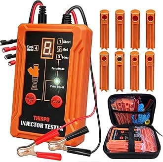 Universal Fuel Injector Tester and Cleaner Tool Kit, DIY Cleaning Tool Kit, 8 Pulse Modes, 4 Wire Dual Channel for 2 Fuel Injectors, 8 Size Cleaning Adapters, 12V/5V Output Power