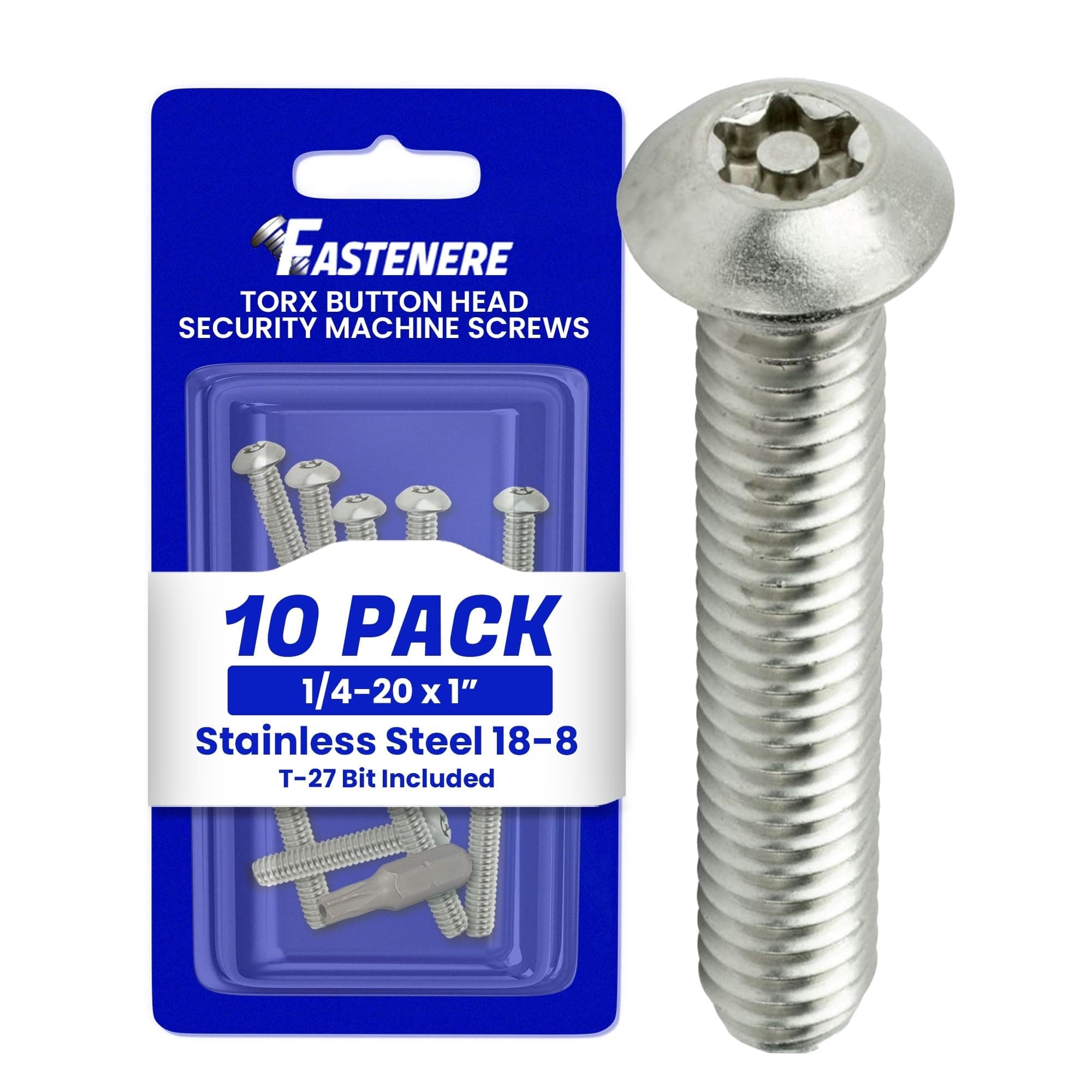 1/4-20 x 1 Button Head Torx Security Machine Screw Bolt Screws Stainless Steel Tamper Resistant, Qty 10 Thread size 1/4-20 x 1 Length by Fastenere