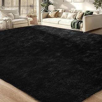 Merelax Soft Area Rug for Livingroom Bedroom, Machine Washable 4x6 Black Rugs Fluffy Shaggy Bedside Rug, Non Slip Indoor Carpet for Nursery Kids Room Home Decor Aesthetic