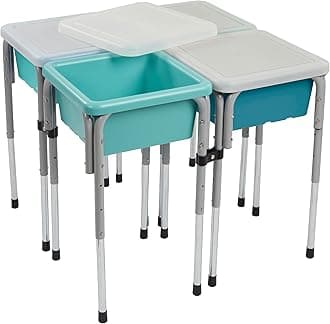 4-Station Sand and Water Adjustable Play Table, Seafoam/Turquoise