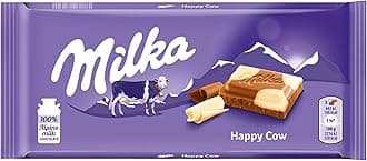 Happy Cows Milk & White Chocolate Bar, Fun Cow Patterned Chocolate, 100 g (Pack of 1)