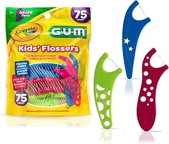897 Crayola Kids' Flossers, Grape, Fluoride Coated, Ages 3+, 75 Count