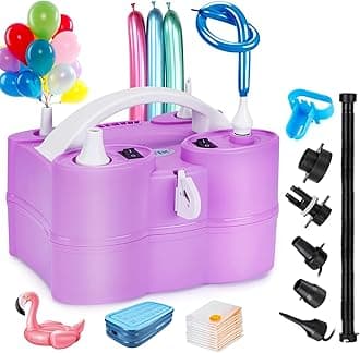 Electric Air Balloon Pump, 110V 600W Rose Red Portable Dual Nozzle Inflator/Blower for Party Decoration