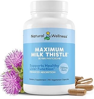 Maximum Milk Thistle Supplement for Liver Support – 720mg Silybin Phytosome (10X Absorption) – Liver Cleanse Detox & Repair, Enzyme Health – Vegan, Non-GMO, Gluten Free – 90 Capsules (30-Day Supply)