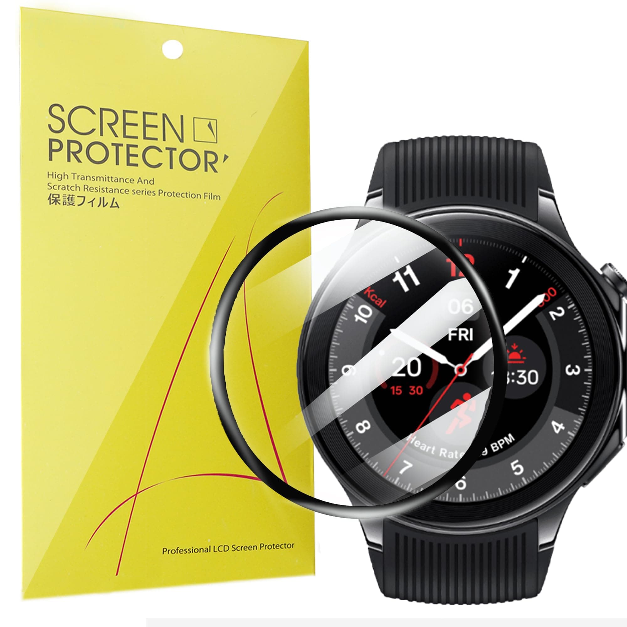 Lamshaw Compatible for OnePlus Watch 2 Screen Protector, [3 Pack] 3D Full Cov...