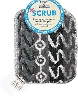 Skoy Scrub, 1-Piece Reusable, Non-Scratching Dish Scrubber for Kitchen and Household Cleaning, Planet-Friendly, Dishwasher Safe Soft Scrub, Monochromatic Colors