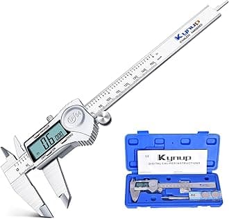 Kynup Digital Caliper, Caliper Measuring Tool Outside Micrometer, Vernier Dial Caliper, 6 Inch Caliper DIY Tool, Stainless Steel, IP54 Splash Proof, Inch Metric Fraction Switch, Large LCD Screen