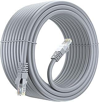 FEDUS Cat7 Ethernet Cable Pure Bare Copper Double Shielded Outdoor & Indoor Lan Wire Heavy Duty High Speed Solid 24 AWG Network Router Cable 10Gbps, 600Mhz, Weatherproof S/FTP UV Resistant (3M)