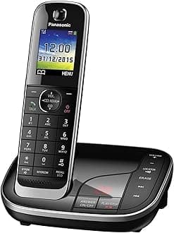 Panasonic KX-TGJ320EB Landline Phone Cordless, House phones, Nuisance Call Blocker, Answer machine, Colour Display, Single Handset - Black