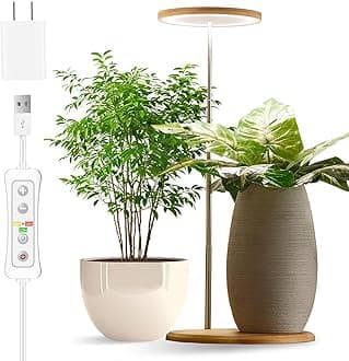 yadoker Plant Grow Light for Indoor Plant, Bamboo Mini LED Grow Light Garden,Height Adjustable,Automatic Timer with 8/12/16 Hours