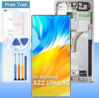 [for US Version] Yondista for Samsung Galaxy S22 Ultra 5G Screen Replacement 6.8" AMOLED SM-G908a, SM-S908u, SM-S908w LCD Display Touch Digitizer Assembly with Tools(Sliver with Frame)