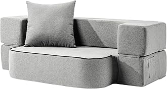 2-in-1 Folding Sofa Bed with Pillow - Folding Chair Floor Couch & Sleeping Mattress - Washable Cover & Memory Foam Sleeper Chair for Living Room/Guest Room/Apartment/Loft, Light Gray
