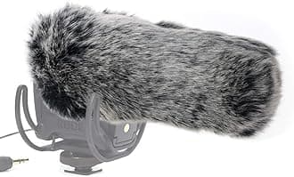 SUNMON Microphone Furry Windscreen, Dead Cat Wind Muff Mic Windshield Fur Foam Cover as Pop Filter Compatible with Rode VideoMic Pro Camera Microphone