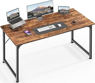 Computer Desk, 48 Inch Office Desk, Gaming Desk with Storage, Writing Desk Work Desk for Home Office, Study, Modern Simple Desk, Large Legroom, Metal Frame, Rustic Brown