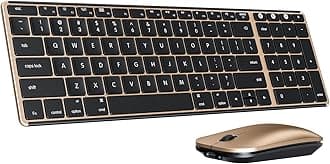 seendaBluetooth Keyboard and Mouse for Mac, SKM64-2 Multi-Device Rechargeable Slim Wireless Keyboard Mouse Stainless Steel Full Size, Compatible with MacBook Pro/Air, iPad, Mac - Black GoldClimatePartner certified