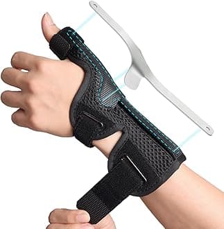 DrFinger Thumb Brace Spica Splint for Right & Left Hand, De Quervain's Tenosynovitis Splint, Breathable Wrist & Thumb Stabilizer, for Trigger Thumb, Arthritis, Tendonitis, Men and Women -Black (S/M)
