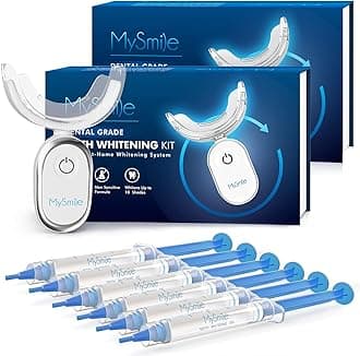 MySmileTeeth Whitening Kit for Sensitive Teeth with LED Light, 10 Min Non-Sensitive Fast Teeth Whitener, 6 Carbamide Peroxide Teeth Whitening Gel, Powerful whitening Formula, Enamel Safe (B Blue)