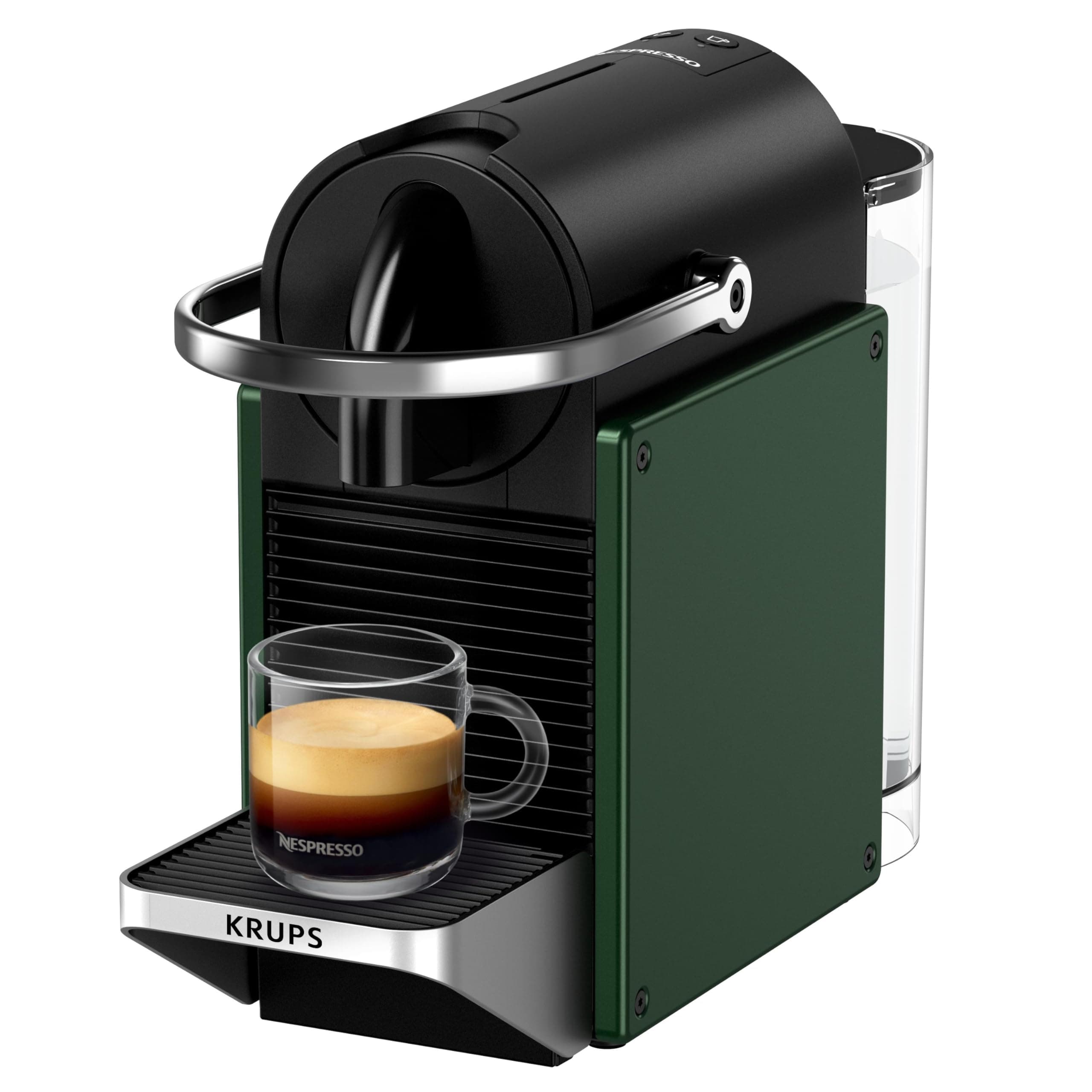 Pixie Coffee Pod Machine by Krups, Compact Espresso Maker for Original Pods, 19-Bar High Pressure, Fast Heat-Up, Energy Saving, Auto Shut-Off, Recyclable Pods in Dark Green XN3063G0