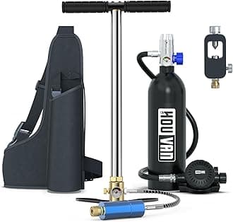 H400 Diving Tank 1.0L Diving Tank Holder 15-20 Minutes Breath Portable Tank with On/Off Valve Pony Bottle for Exploration Fun/Emergency